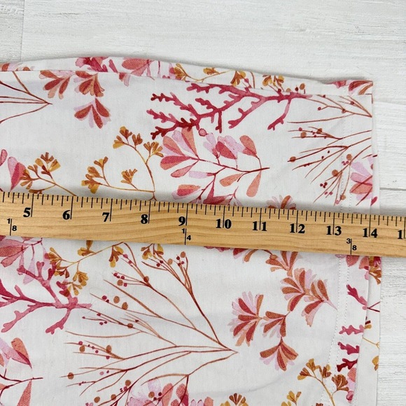 Garnet Hill 2 pc Pajama Set Shirt & Shorts Women Large Pink Floral Cotton Tencel - Picture 13 of 15